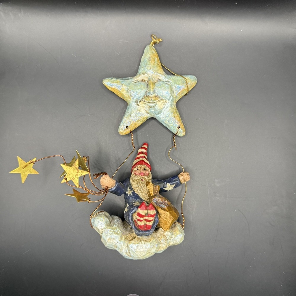 Pat Schifferl (Pipka) Signed Ornament Star Wizard‎ Santa Folk Art Vintage PSP01